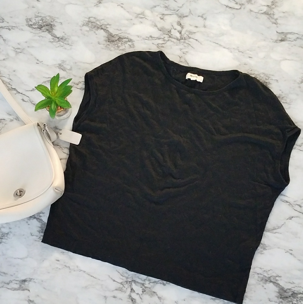 Madewell Black 100% Linen Jersey Top